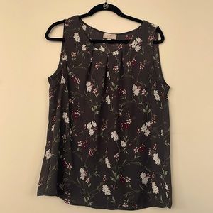 LOFT Outlet Purple-Gray Sleeveless Floral Blouse